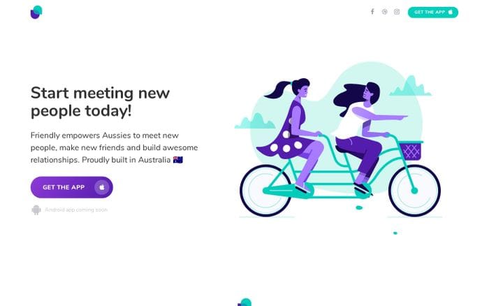 Friendly - Meet new people & make friends Australia website preview