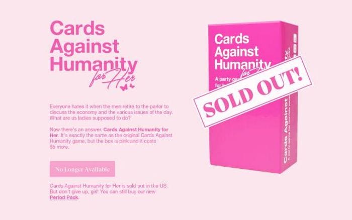 Cardsagainsthumanityforher website preview
