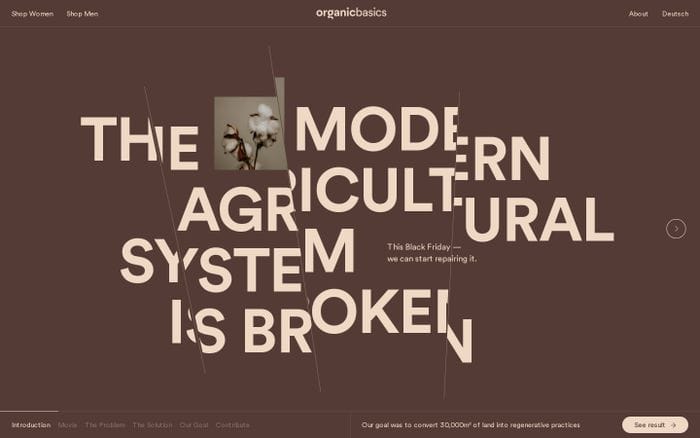 Regenerative agriculture by Organic Basics website preview