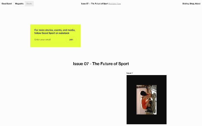 Good Sport Magazine website preview