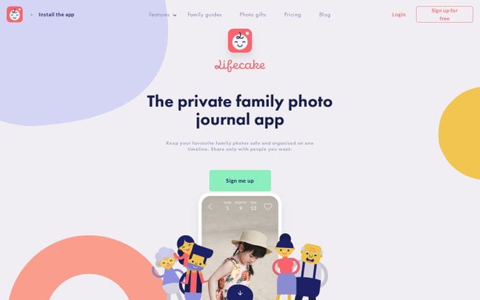 Kids’ photo journal for family | Lifecake website preview