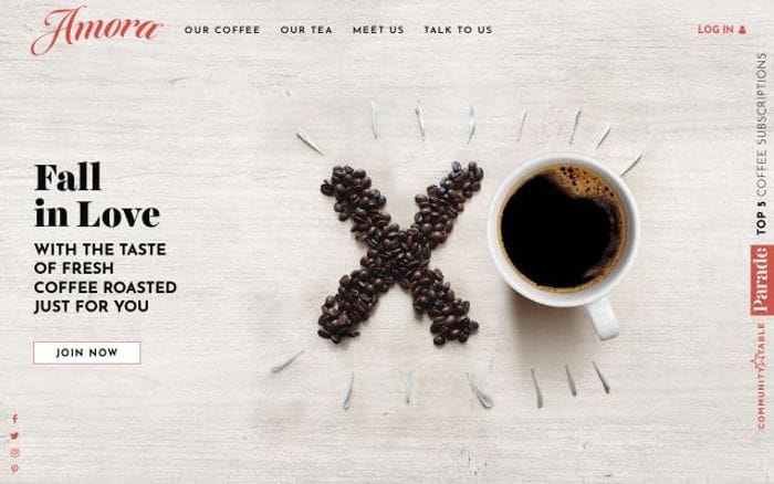 Amoracoffee website preview