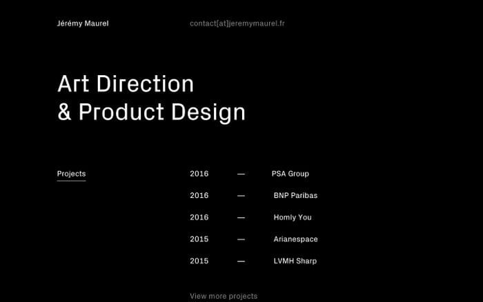 Jérémy Maurel - Selected works website preview