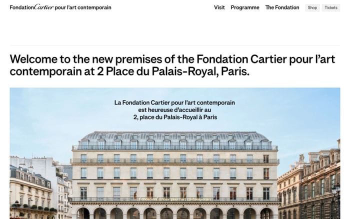 Fondation Cartier pour l’art contemporain website preview