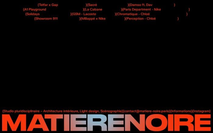 Matière noire website preview