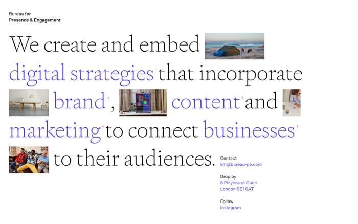 Bureau for Presence & Engagement website preview