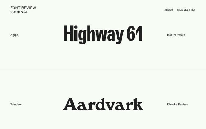 Font Review Journal website preview