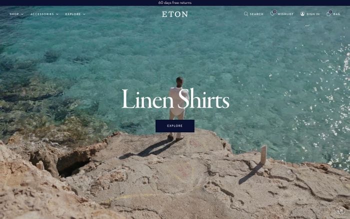 Eton Shirts website preview