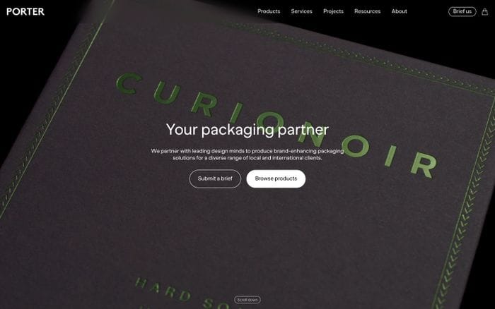 Porter Packaging website preview