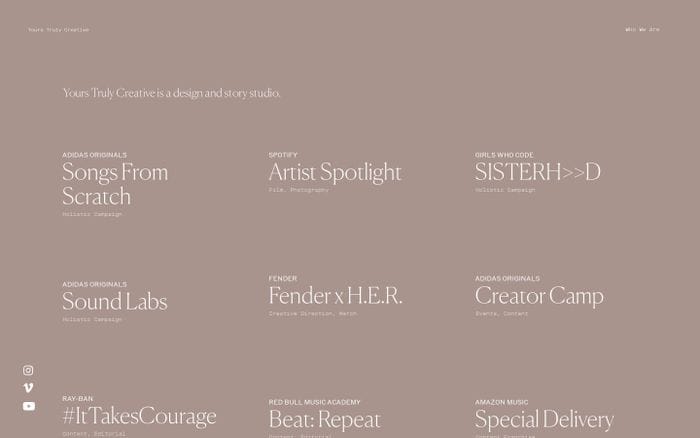 Yours Truly Creative website preview