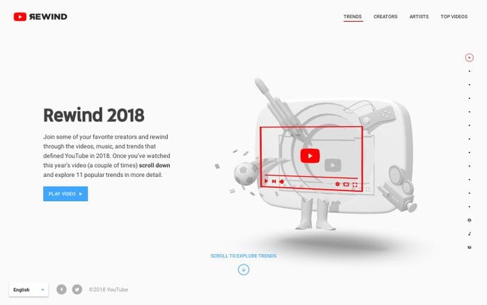 YouTube Rewind 2018 website preview
