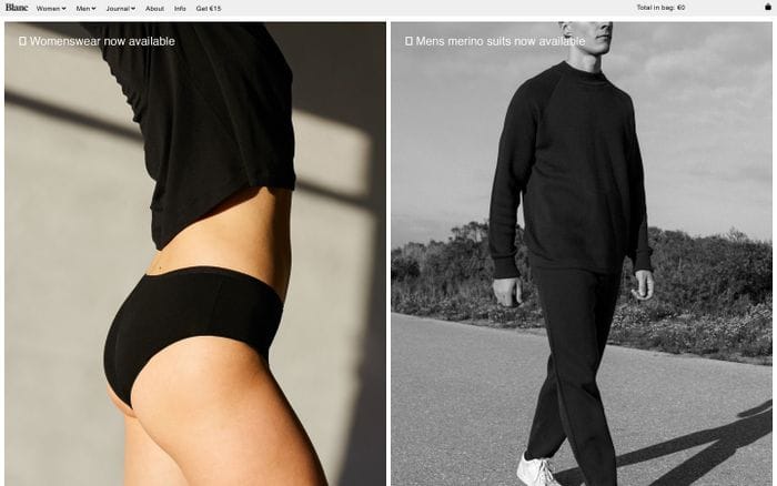 Blanc Essentials | Luxury meets Sustainability. website preview