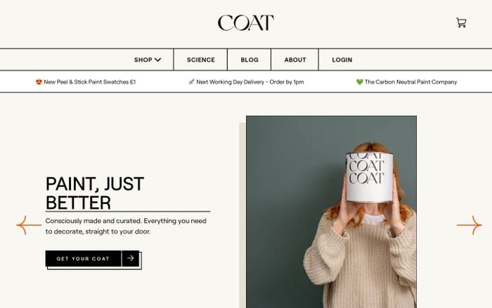 Coat paints website preview