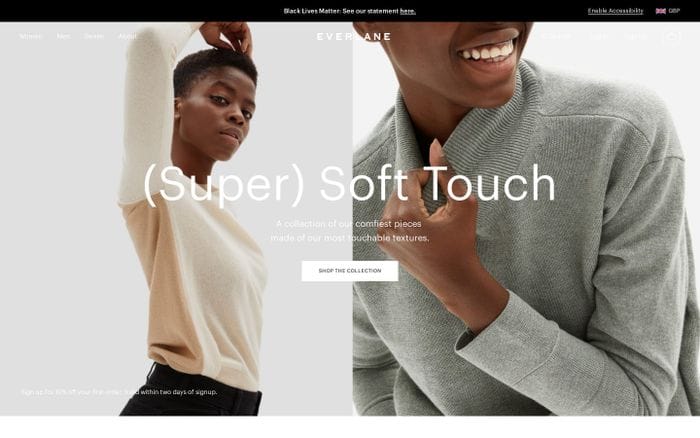 Everlane website preview