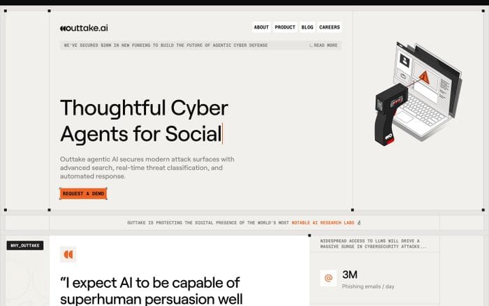 Outtake website preview
