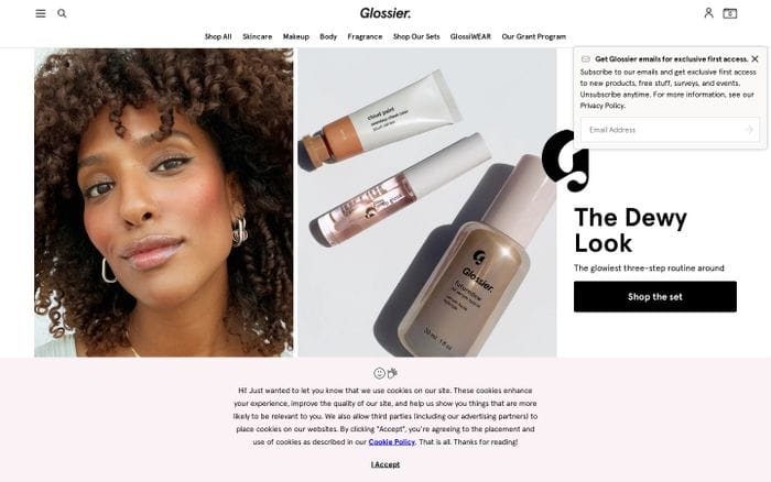 Glossier website preview