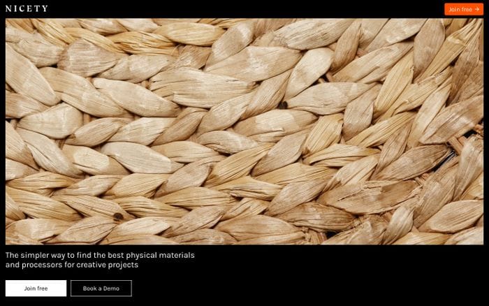 Nicety Materials website preview