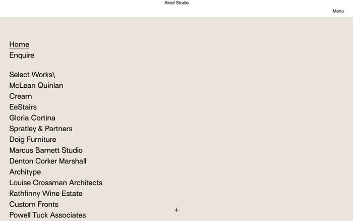Aloof Studio website preview
