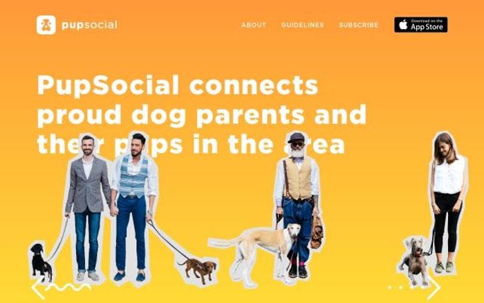 Pupsocialapp website preview