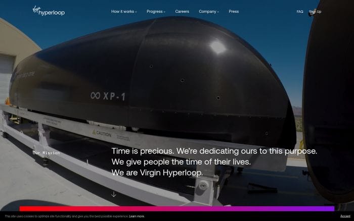 Virgin Hyperloop website preview