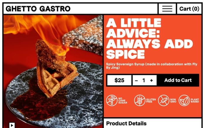 Spicy Sovereign Syrup website preview