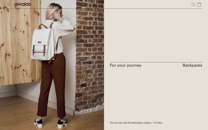Urban and minimalistic backpacks | Okkaido website preview
