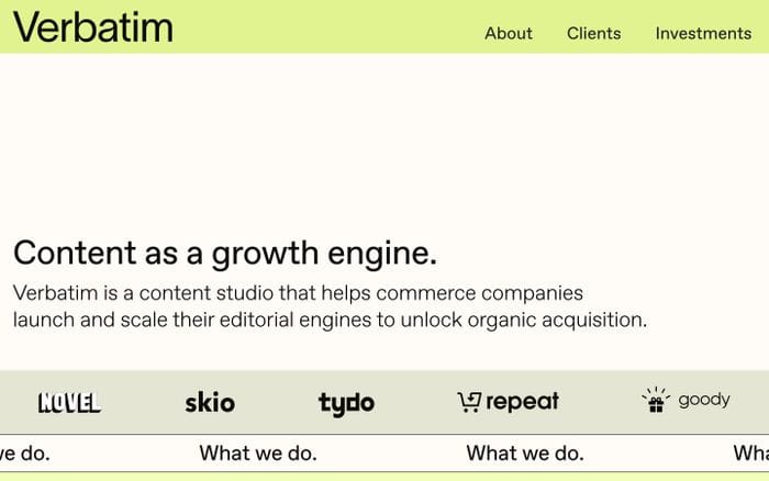 Verbatim website preview