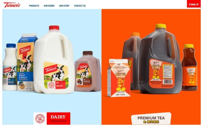  Turner's Dairy website preview