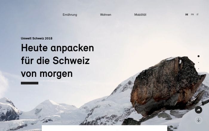 Umwelt Schweiz 2018 | Bundesamt für Umwelt BAFU website preview