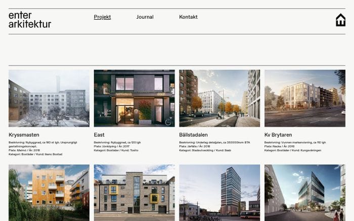 Projekt ‹ Enter Arkitektur website preview