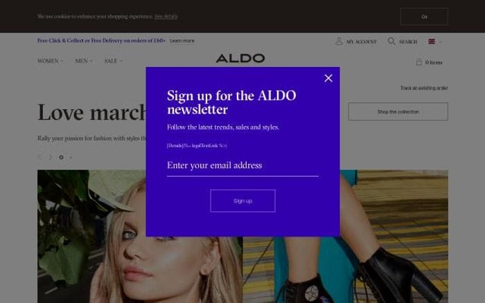Aldoshoes website preview