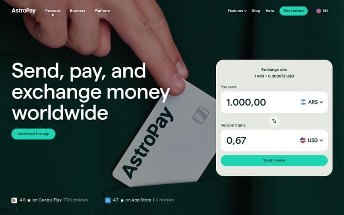 AstroPay website preview