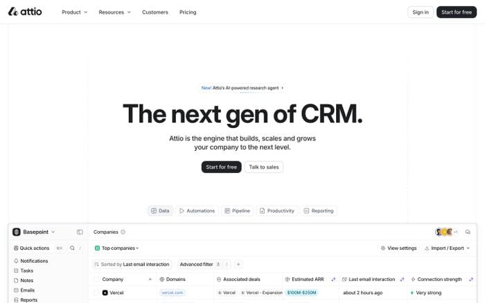 Attio website preview