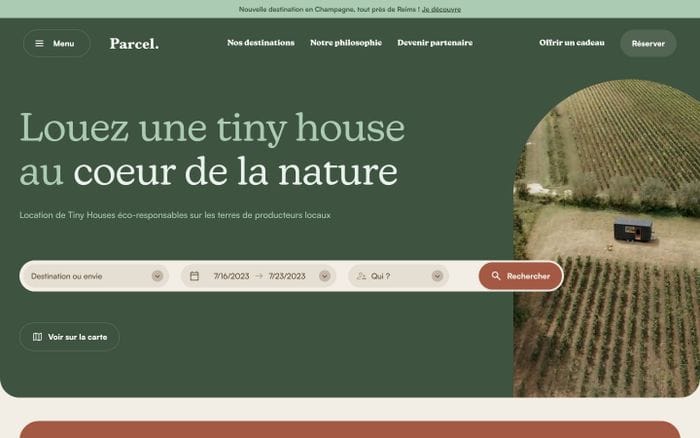 Parcel Tiny House website preview