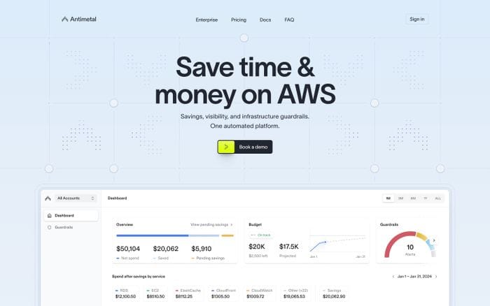 Antimetal website preview