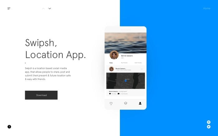 Swipsh, Location App website preview