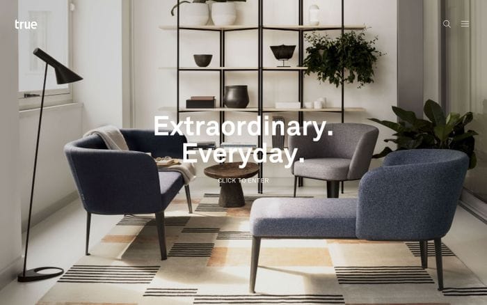 Furniture for Workspaces in domestic, office and hospitality environments | True Design website preview