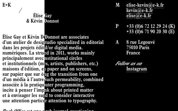 E+K — Élise Gay & Kévin Donnot website preview