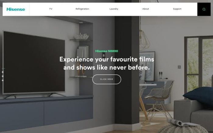 Hisense website preview