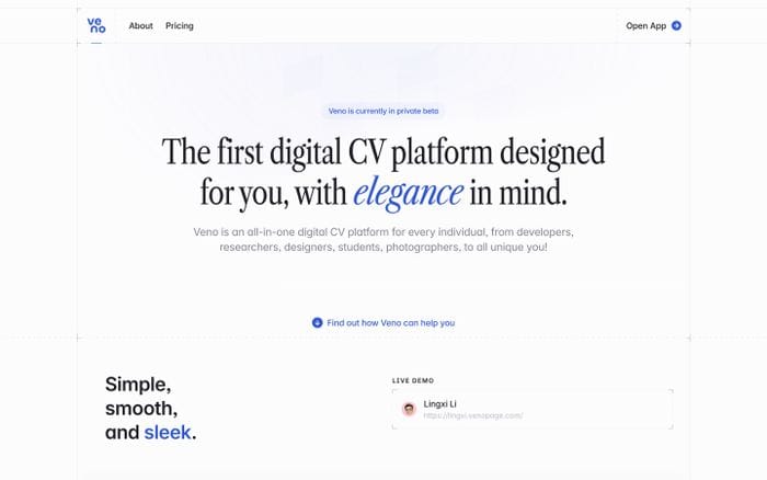 Veno website preview