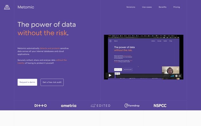 Metomic: The power of data without the risk. website preview