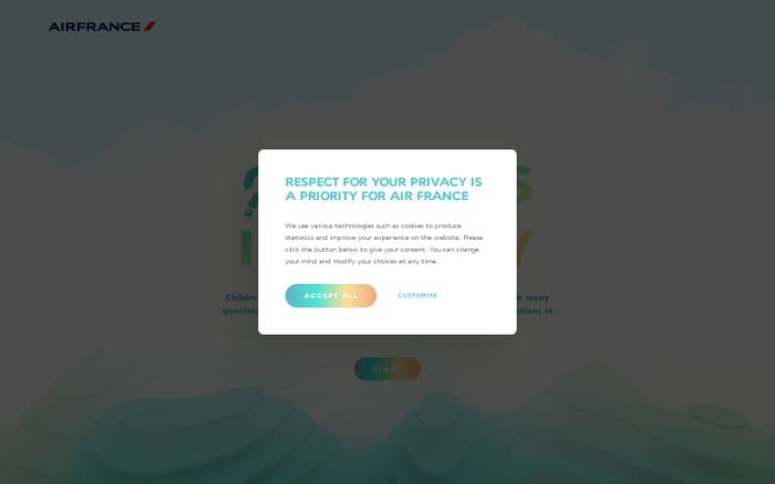 Questions in the Sky by Air France website preview