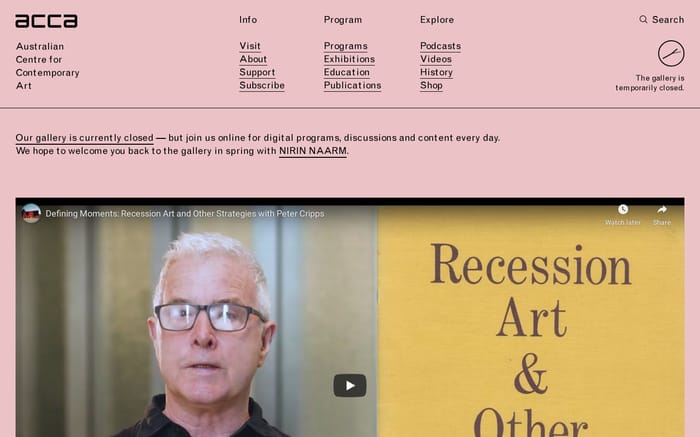 Australian centre for contemporary art website preview