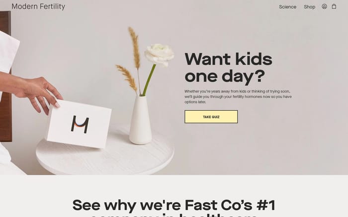 Modern Fertility website preview