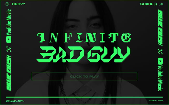 Billie Eilish: Infinite Bad Guy website preview