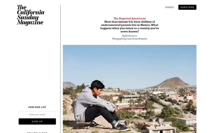 The California Sunday Magazine website preview