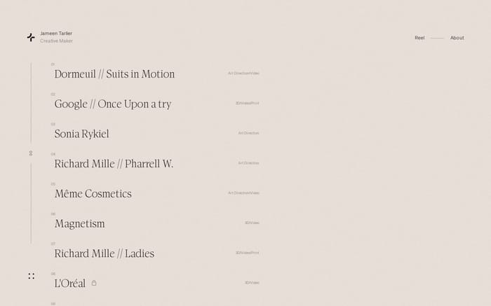 Jameen Tarlier website preview