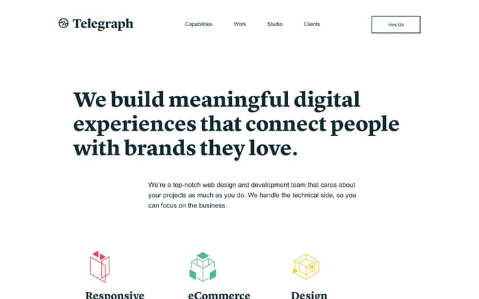 Telegraph | A top-notch web design and development team that cares website preview