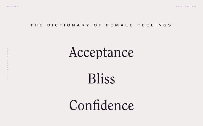 The Dictionary of Female Feelings website preview