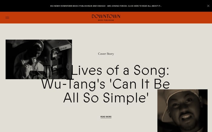 Downtown Music Publishing website preview